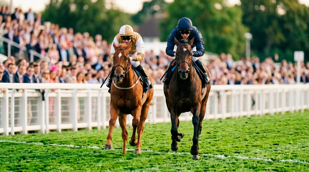 Each-Way Wette: Zwei Rennpferde im spannenden Zieleinlauf