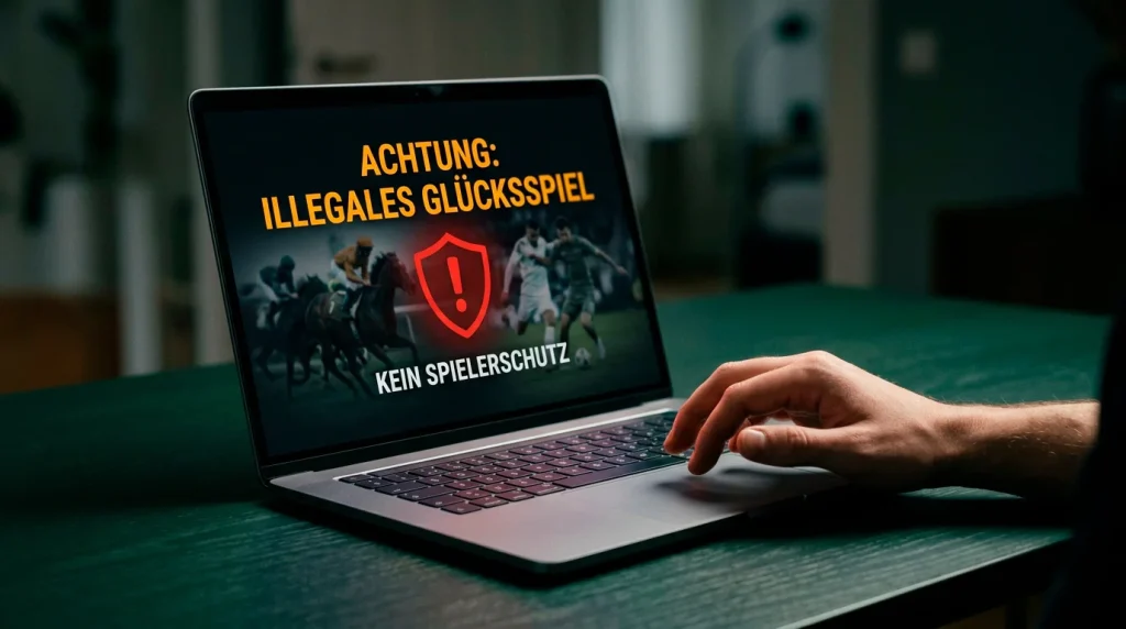 Schwarzmarkt Sportwetten: Warnsymbol für illegale Wettanbieter