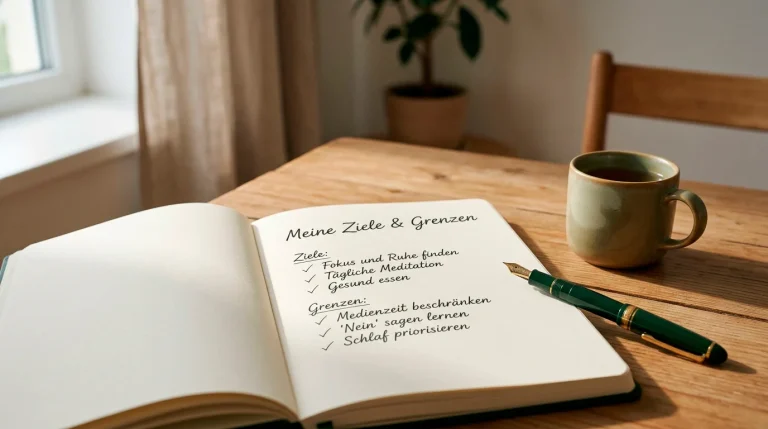 Verantwortungsvolles Spielen: Ruhige Szene mit Notizbuch und Stift